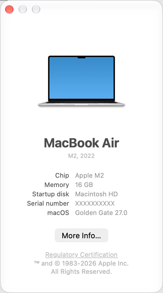 About This Mac window showing a MacBook Air with Apple M2 chip