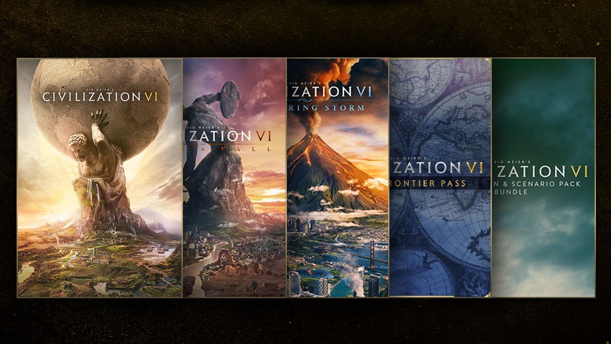 Civilization VI base game and expansion cover art side by side
