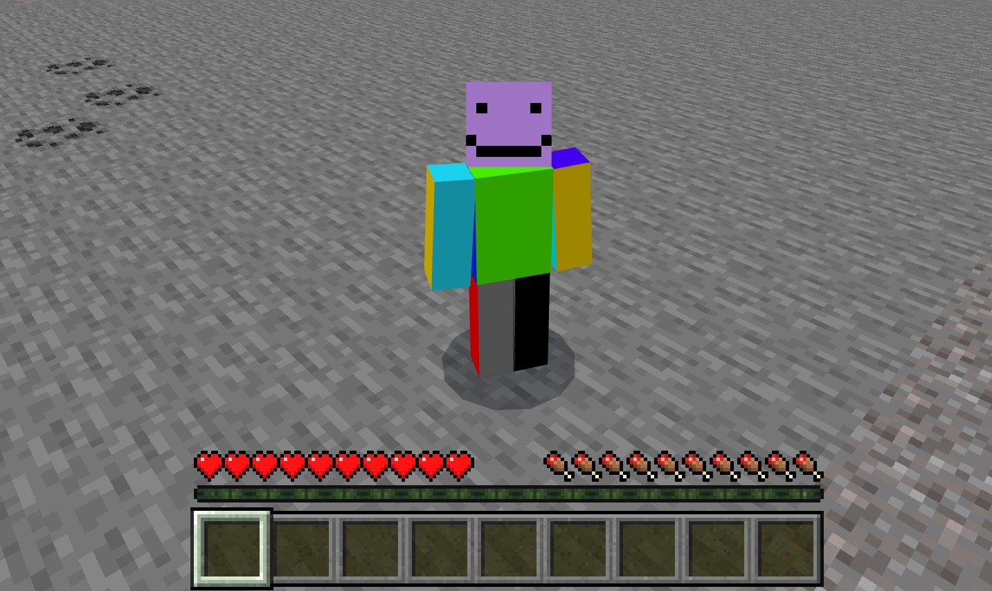 Custom skin from a Minecraft skin pack worn in a stone world
