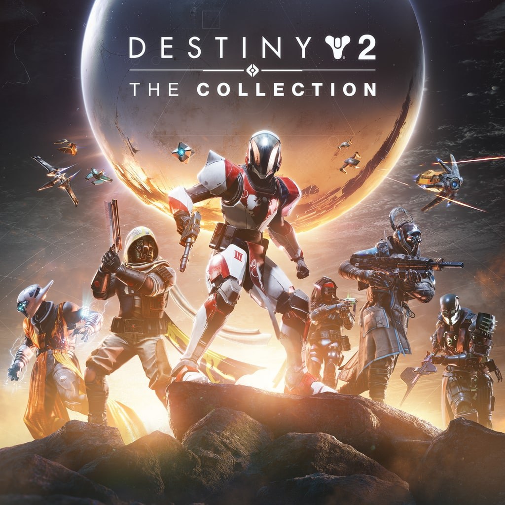 Destiny 2: The Collection key art with Guardians beneath a planet
