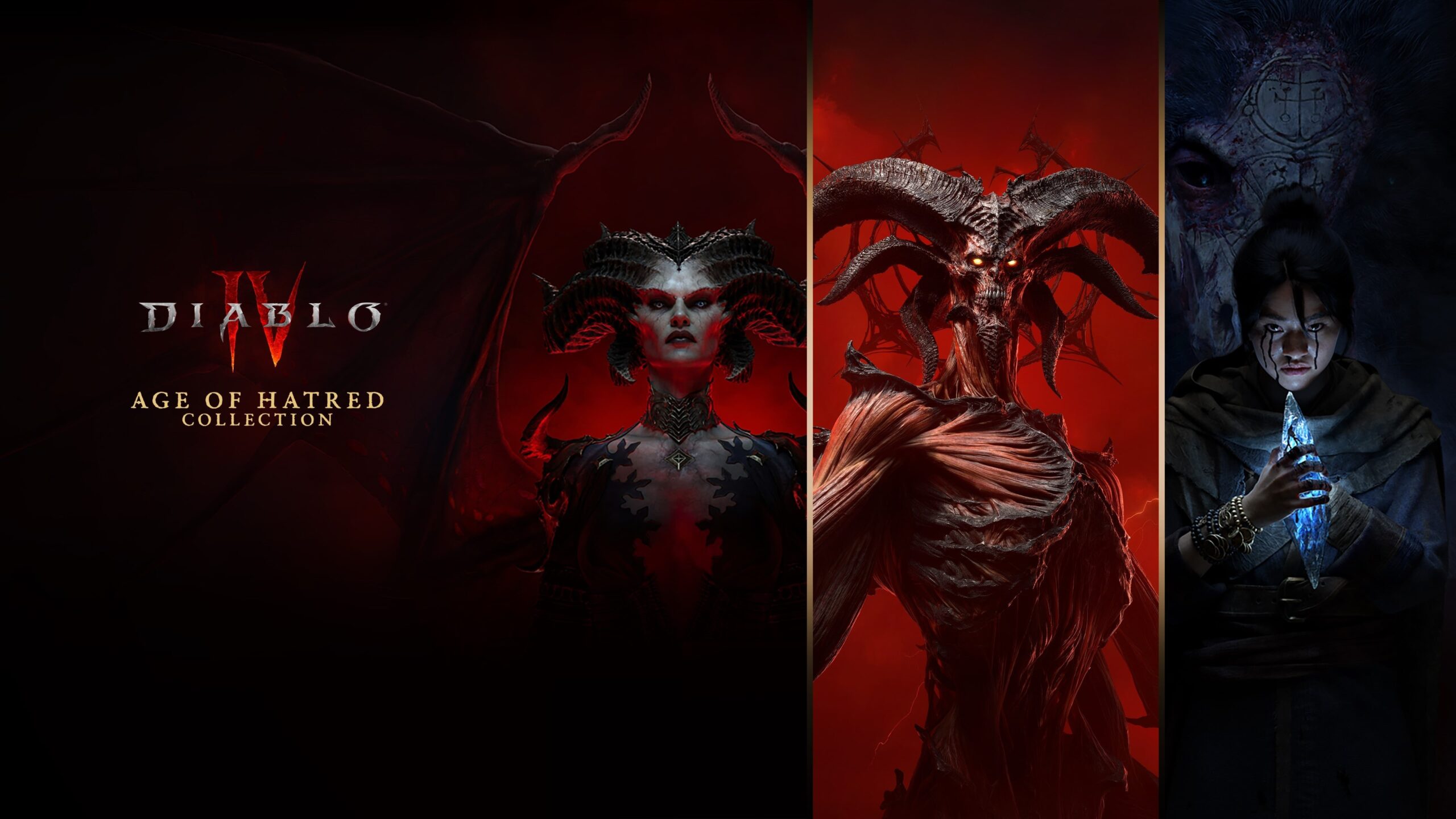 Diablo IV Age of Hatred Collection key art with Lilith and Mephisto