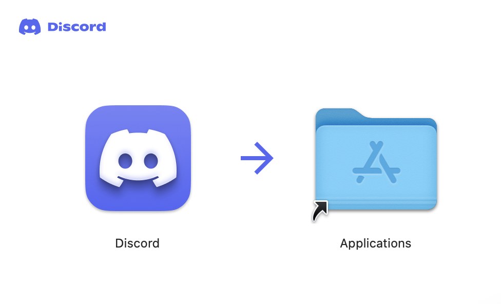 Discord app icon with an arrow pointing to the Applications folder