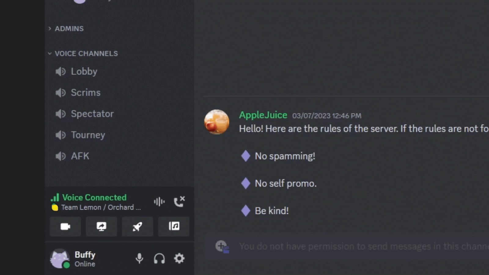 Discord voice status panel with Voice Connected and the screen share button