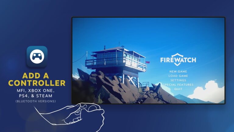 Firewatch title menu streamed through Steam Link to a large screen
