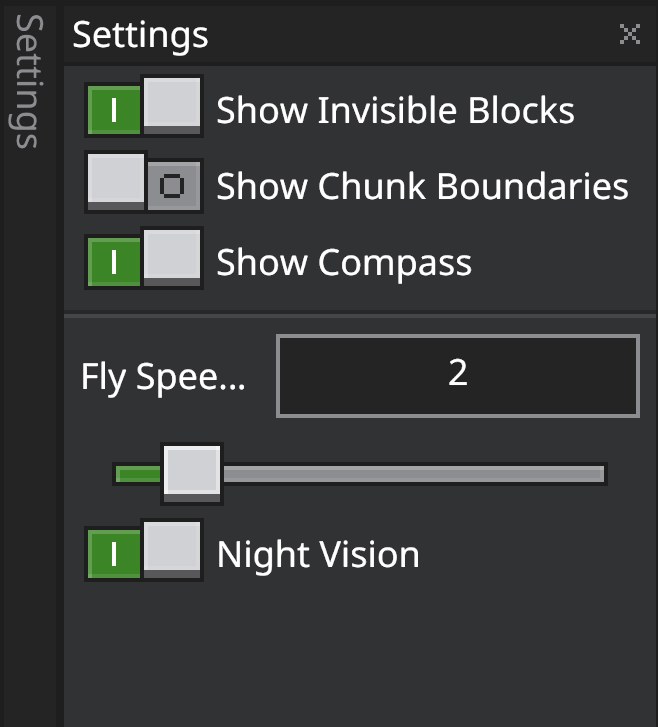 Minecraft Bedrock Editor Settings pane with the Show Chunk Boundaries toggle