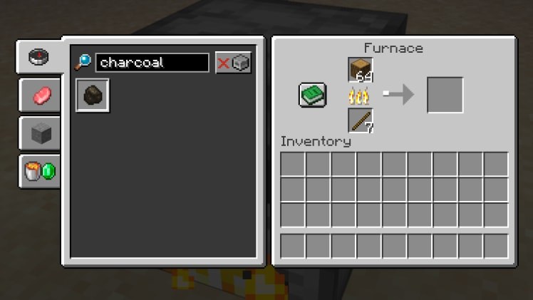 Minecraft furnace loaded with logs to smelt and sticks as fuel