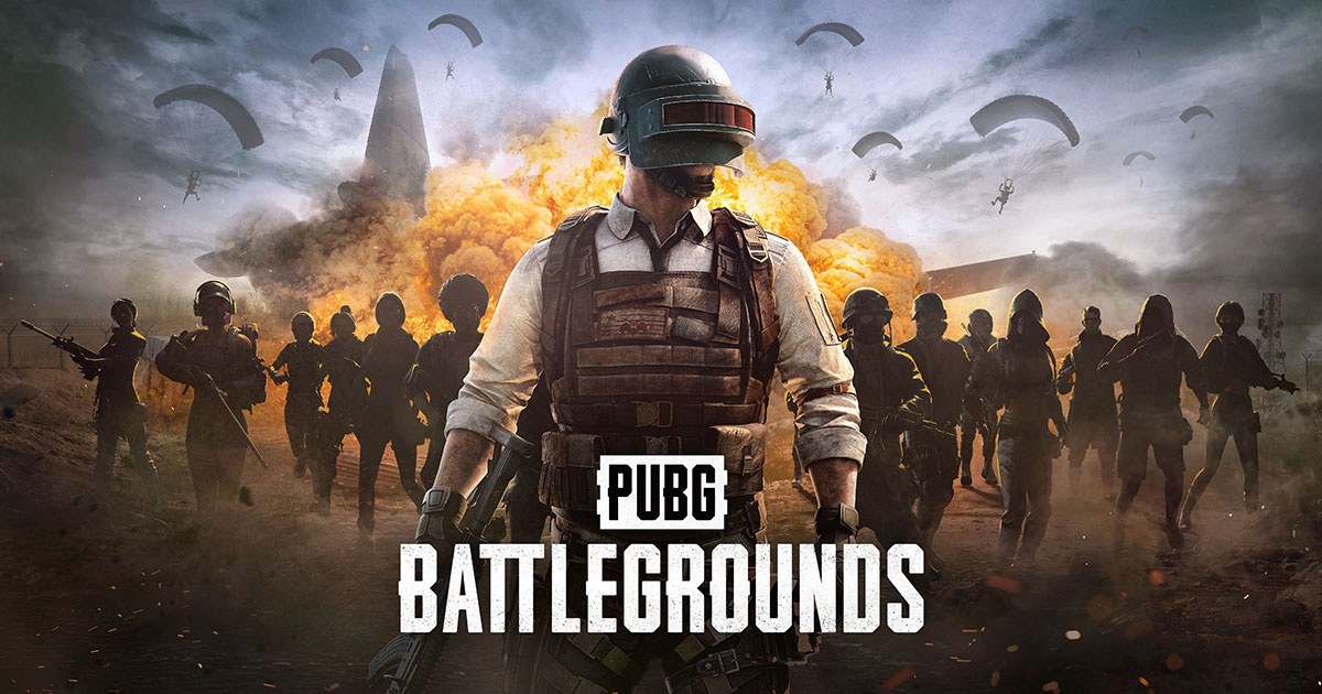 PUBG: Battlegrounds key art with a helmeted soldier and parachuting players