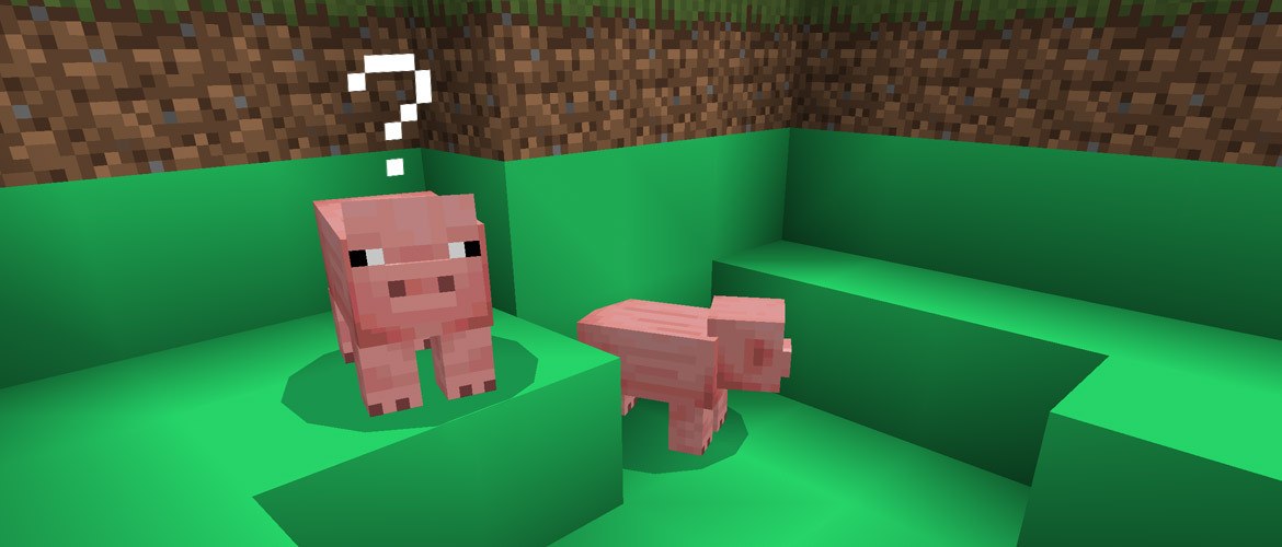Two Minecraft pigs standing on blocks with a bright green custom texture