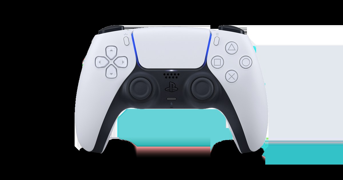 White DualSense wireless controller for PS5 seen from the front
