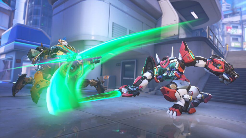An Overwatch team fight in progress