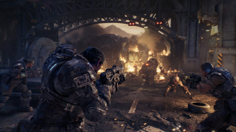 Gears of War: E-Day gameplay showing COG soldiers in combat
